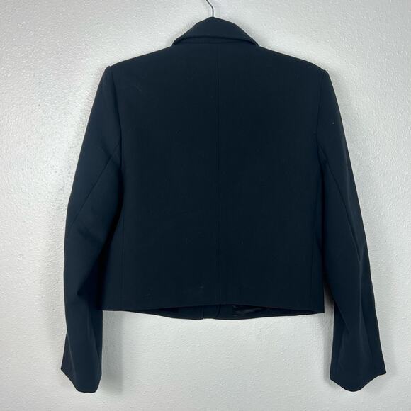 Abercrombie & Fitch Cropped Zip up Collared Jacket Black Sz Medium - Picture 7 of 7